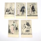 POSTKORT - ROMANTISKE MOTIVER - LOT A 5 STK thumbnail